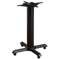 Lancaster Table & Seating Cast Iron 22" x 22" Black 4" Standard Height Column Table Base with FLAT Tech Equalizer Table Levelers
