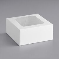 9" x 9" x 4" White Auto-Popup Window Cake / Bakery Box - 10/Pack