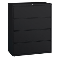 Hirsh Industries 17460 Black Four-Drawer Lateral File Cabinet - 42" x 18 5/8" x 52 1/2"