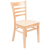 Lancaster Table & Seating Natural Finish Wood Ladder Back Chair with Natural Wood Seat - Detached Seat