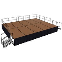 National Public Seating SG483210HB-SS10 Hardboard Floor Single Height Portable Stage Group with Black Skirting - 20' x 16' x 2' 8"