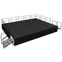National Public Seating SG483210C-02-SS10 Gray Carpet Single Height Portable Stage Group with Black Skirting - 20' x 16' x 2' 8"