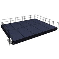 National Public Seating SG481610C-04-SS10 Blue Carpet Single Height Portable Stage Group with Black Skirting - 20' x 16' x 1' 4"
