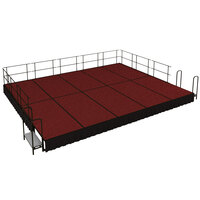 National Public Seating SG481610C-40-SS10 Red Carpet Single Height Portable Stage Group with Black Skirting - 20' x 16' x 1' 4"