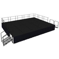 National Public Seating SG483210C-10-SS10 Black Carpet Single Height Portable Stage Group with Black Skirting - 20' x 16' x 2' 8"