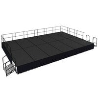 National Public Seating SG482412C-02-SS10 Gray Carpet Single Height Portable Stage Group with Black Skirting - 24' x 16' x 2'