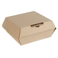 Bagcraft NAT-F505RAVF Eco-Flute 5 1/2" x 5 1/2" x 2 1/2" Corrugated Clamshell Take-Out Box - 50/Pack