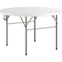 Lancaster Table & Seating 48 inch Round Heavy-Duty Granite White Plastic Bi-Folding Table