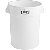 Lavex 32 Gallon White Round Commercial Trash Can
