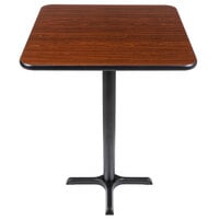 Lancaster Table & Seating Bar Height Table with 30" x 30" Reversible Walnut / Oak Table Top and Cross Cast Iron Base Plate