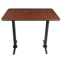 Lancaster Table & Seating Bar Height Table with 30" x 48" Reversible Walnut / Oak Table Top and Straight Cast Iron Table Base Plates