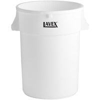 Lavex 44 Gallon White Round Commercial Trash Can