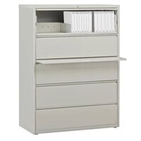 Hirsh Industries 17650 Gray Five-Drawer Lateral File Cabinet with Roll Out Binder Storage - 42" x 18 5/8" x 67 5/8"