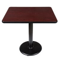 Lancaster Table & Seating Standard Height Table with 24" x 30" Reversible Cherry / Black Table Top and Round Cast Iron Base Plate
