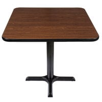 Lancaster Table & Seating Standard Height Table with 30" x 30" Reversible Walnut / Oak Table Top and Cross Cast Iron Base Plate