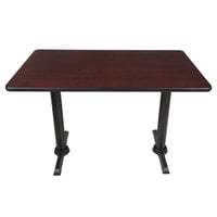 Lancaster Table & Seating Standard Height Table with 30" x 42" Reversible Cherry / Black Table Top and Straight Cast Iron Table Base Plates