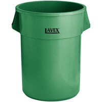 Lavex 55 Gallon Green Round Commercial Trash Can