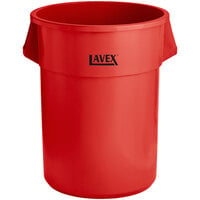Lavex 55 Gallon Red Round Commercial Trash Can