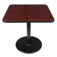 Lancaster Table & Seating Standard Height Table with 30" x 30" Reversible Cherry / Black Table Top and Round Cast Iron Base Plate