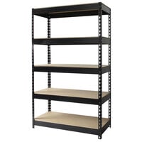 Hirsh Industries 19454 48 inch x 24 inch x 84 inch Black Heavy-Duty Five-Shelf Boltless Shelving Unit with Particleboard Decking