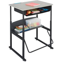 Safco 1202BE AlphaBetter 28" x 20" x 42" Black Steel Adjustable Stand Up Desk with Beige MDF Top and Book Box