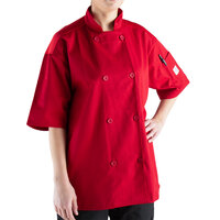 Mercer Culinary Millennia Air® Unisex Red Customizable Short Sleeve Cook Jacket with Full Mesh Back M60019RD - S