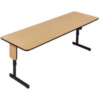 Correll 24" x 96" Fusion Maple Adjustable Height High Pressure Folding Seminar Table with Panel Legs