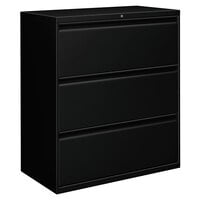 Alera ALEHLF3641BL Black Three-Drawer Metal Lateral File Cabinet - 36" x 18" x 39 1/8"