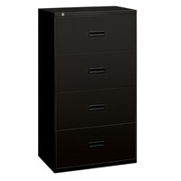 HON 484LP Basyx 400 Series Black Steel Four Drawer Lateral File Cabinet - 36" x 19 1/4" x 53 1/4"
