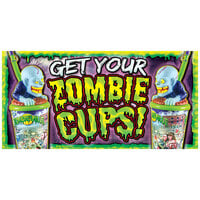12" x 24" Rectangular Concession Stand Sign with Zombie Cups Design