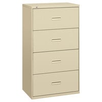 Hon 434LL Basyx 400 Series Putty Steel Four Drawer Lateral File Cabinet - 30" x 19 1/4" x 53 1/4"