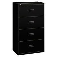Hon 434LP Basyx 400 Series Black Steel Four Drawer Lateral File Cabinet - 30" x 19 1/4" x 53 1/4"