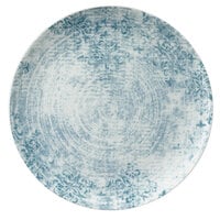 Schonwald 9331217-63073 Shabby Chic 6 3/4" Structure Blue with Ornaments Round Porcelain Coupe Plate - 12/Case