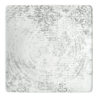 Schonwald 9131524-63071 Shabby Chic 9 1/2" Structure Grey with Ornaments Square Porcelain Coupe Plate - 6/Case