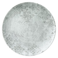 Schonwald 9331228-63071 Shabby Chic 11" Structure Grey with Ornaments Round Porcelain Coupe Plate - 6/Case