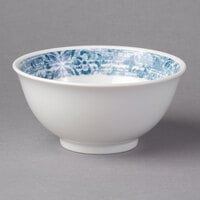 Schonwald 9336664-63073 Shabby Chic 10 oz. Structure Blue with Ornaments Round Porcelain Bowl - 12/Case