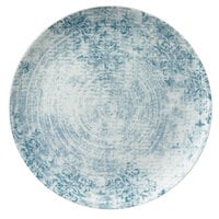 Schonwald 9331221-63073 Shabby Chic 7 7/8" Structure Blue with Ornaments Round Porcelain Coupe Plate - 12/Case