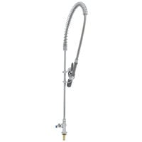 T&S B-2285-BC EasyInstall Deck Mounted 42 1/2" High Pre-Rinse Faucet with Single Inlet, Low Flow Spray Valve, 44" Hose, and 6" Wall Bracket
