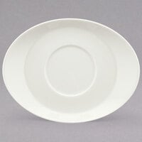 Schonwald 9356918 Signature 6 15/16" x 5 1/4" White Oval Porcelain Saucer - 12/Case
