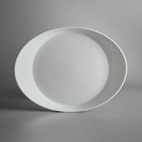 Schonwald 9351231 Signature 12 1/2" x 9 1/2" White Oval Porcelain Dinner Plate - 6/Case