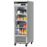 Turbo Air TSR-23GSD-N6 Super Deluxe 27" Bottom Mounted Glass Door Reach-In Refrigerator with LED Lighting