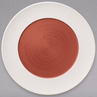 Villeroy & Boch 16-4070-2591 Copper Glow 12 1/2" White Rim with Copper Well Premium Porcelain Flat Coupe Plate - 6/Case