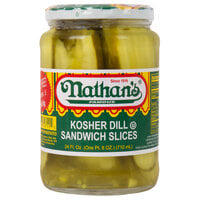 Nathan's Famous 24 oz. Kosher Dill Pickle Sandwich Slices - 12/Case