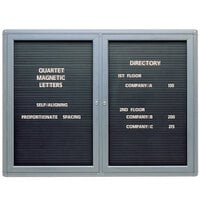 Quartet 2964LM Radius Design 48" x 36" Changeable 2 Door Letter Directory with Graphite Frame