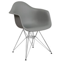 Flash Furniture FH-132-CPP1-GY-GG Alonza Gray Plastic Chair with Chrome Base