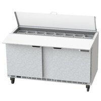Beverage-Air SPE60HC-16C-CL Elite 60" 2 Door Refrigerated Sandwich Prep Table with 17" Deep Cutting Board and Clear Lid