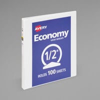 Avery® 05750 White Economy View Binder with 1/2" Round Rings