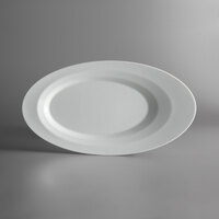 Schonwald 9122636 Allure 14" x 7 1/2" Asymmetrical Bone White Oval Porcelain Platter - 6/Case