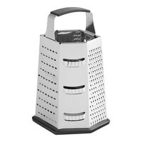Choice 9 1/2" 6-Sided Stainless Steel Box Grater with Soft Grip