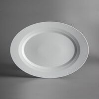 Schonwald 9122038 Allure 15 1/8" x 11" Bone White Raised Rim Oval Porcelain Platter - 6/Case